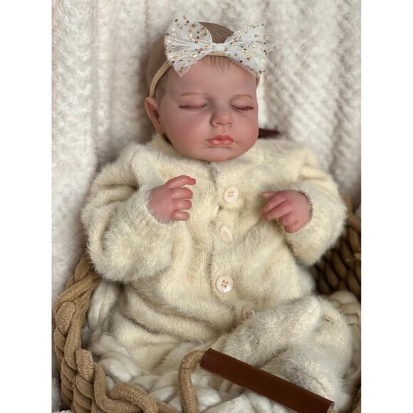 🆕 Reborn Baby Doll Cream Hand Painted Hair Asleep Cuddly Body Premie Xmas Gift - Picture 2 of 7